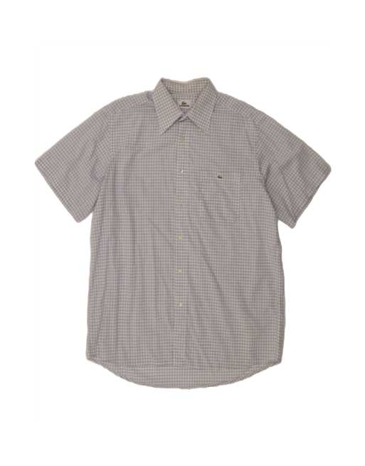 Vintage Lacoste Short Sleeve Shirt Size 43 XL In Blue Check