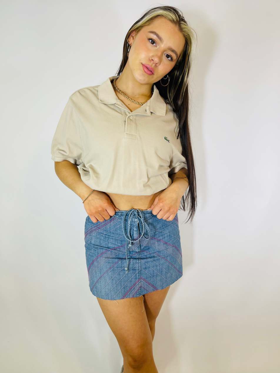 Vintage Lacoste Size L Reworked crop top polo in beige