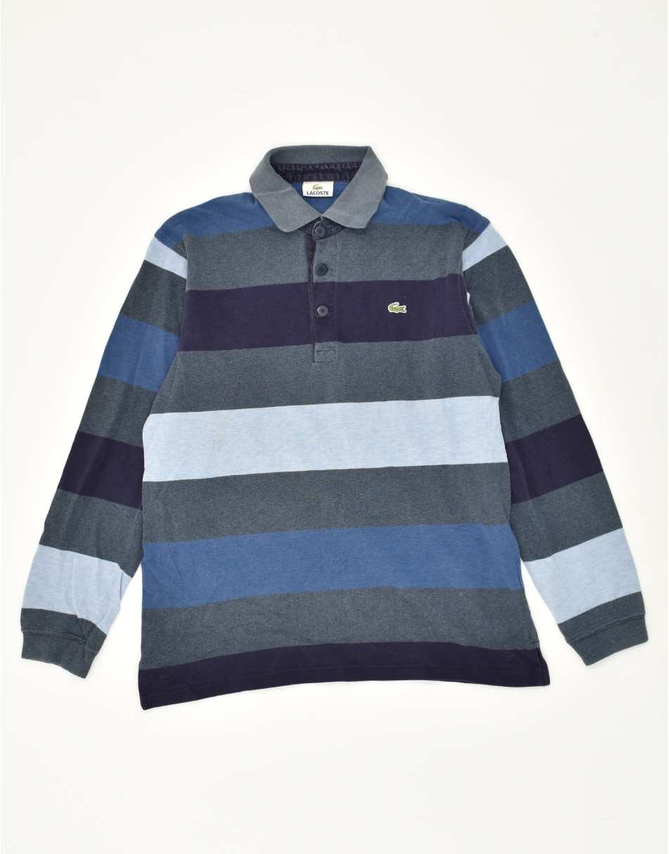 Vintage Lacoste Size S Striped Long Sleeve Polo Shirt in Blue