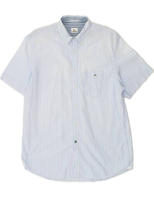 Vintage Lacoste Size XL Striped Short Sleeve Shirt in Blue