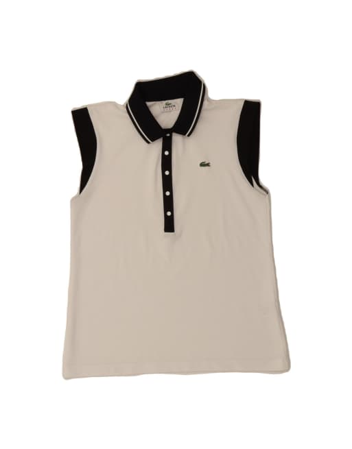 Vintage Lacoste Sleeveless Polo Shirt Size 40 Medium In White Colourblock