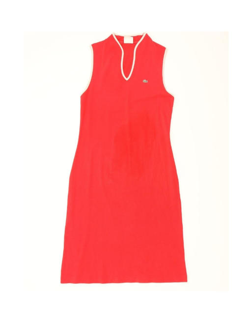 Vintage Lacoste Sleeveless Sheath Dress Size 40 Medium In Red