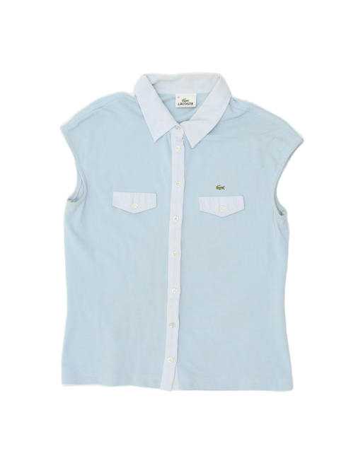 Vintage Lacoste Sleeveless Shirt Blouse Size 40 Medium In Blue