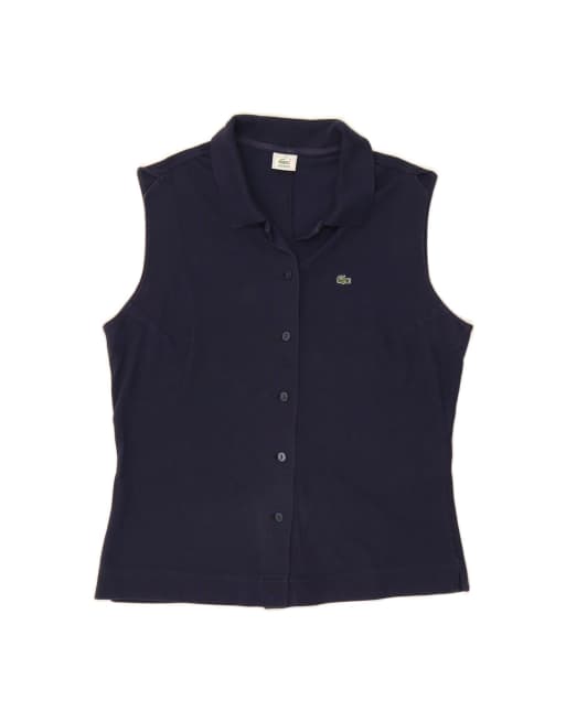 Vintage Lacoste Sleeveless Shirt Blouse Size 44 Large In Blue