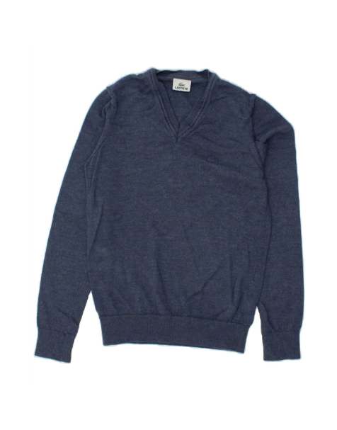 Vintage Lacoste V-neck Jumper Sweater Size 2 XS In Blue Virgin - view 1
