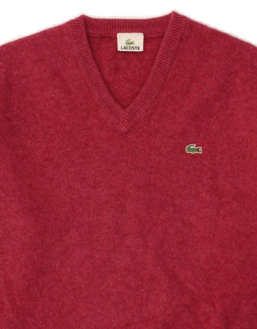 Vintage Lacoste V-neck Jumper Sweater Size XL In Burgundy ASOS
