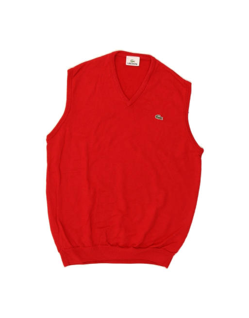 Vintage Lacoste Vest Tank Top Size 4 Medium In Red Wool