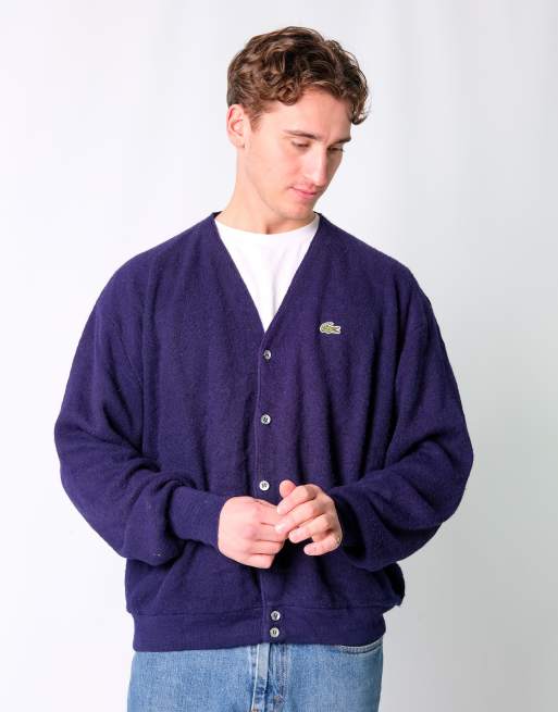 Vintage Lacoste XL Knit Sweatshirt Navy Blue Cardigan