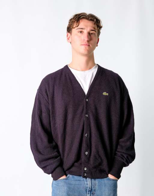 Vintage Lacoste XL Knit Sweatshirt Navy Blue Cardigan
