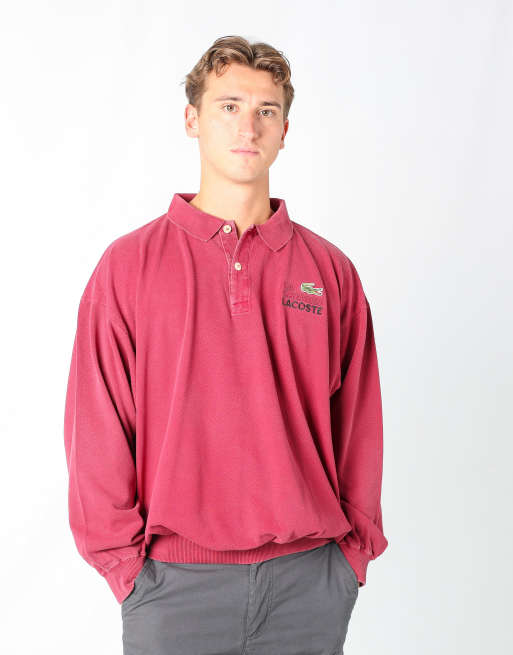 Vintage Lacoste xl long sleeve shirt in burgundy red