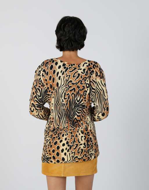 Vintage Lady Mei L long sleeve top in yellow, 2 of 4