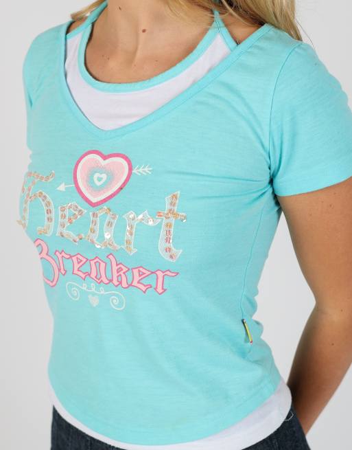 Vintage Lady Mei S baby tee in turquoise, 4 of 4