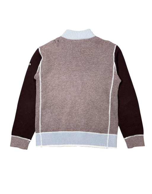 Vintage Lambretta Brown Panelled 100% Lambswool Zip-up Knit Cardigan, 4 of 7