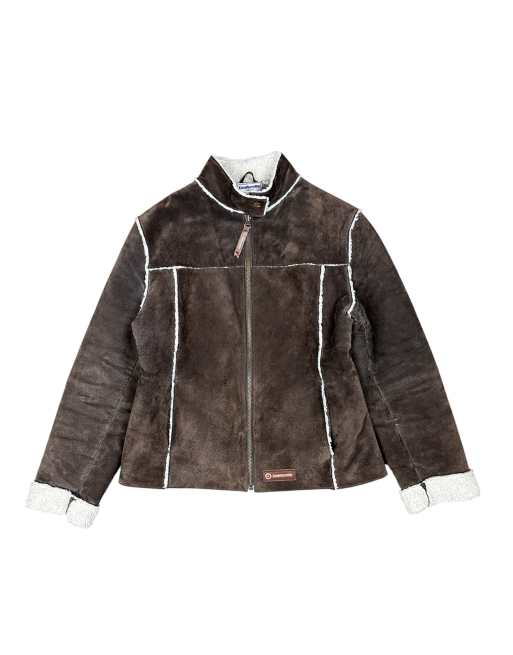 Vintage Lambretta Suede Sherpa Jacket in Dark Brown, 1 of 5