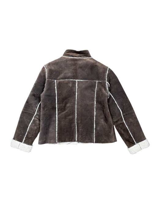Vintage Lambretta Suede Sherpa Jacket in Dark Brown, 3 of 5