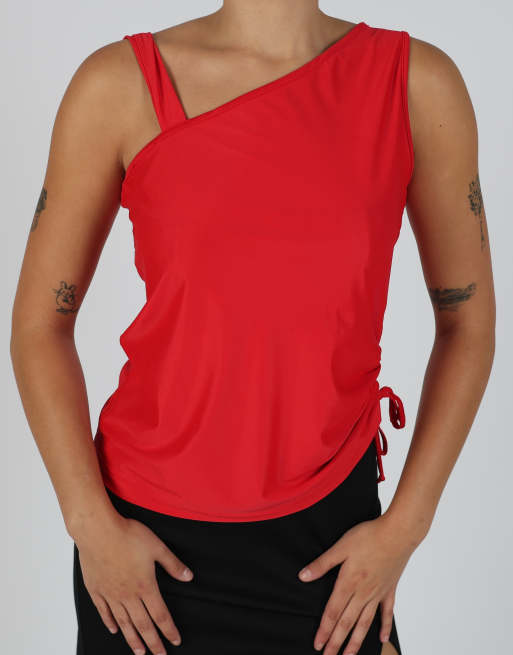 Vintage Lana Gatto S woven top in red, 4 of 4