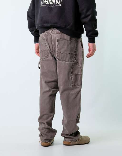 Vintage Lankin Mckey 38x34 Canvas Carpenter Baggy Jeans Brown