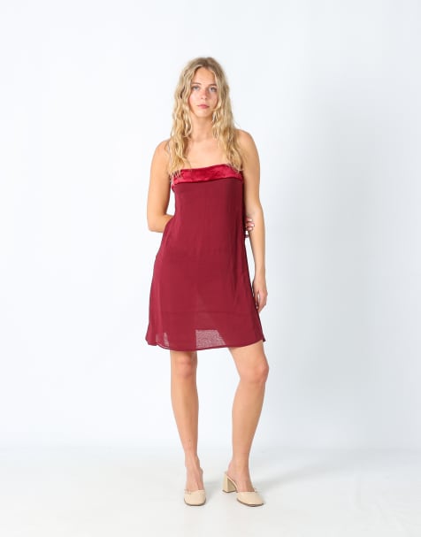 Vintage LaPerla 8 mesh midi dress in burgundy red - view 1