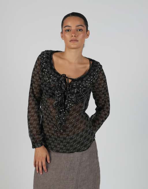 Vintage Lapo Galleri S blouse in black, 3 of 4