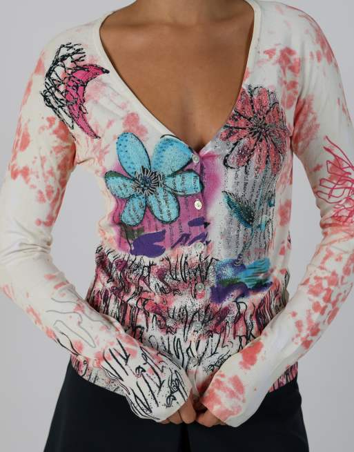 Vintage Latty Lie S long sleeve top in white, 4 of 4