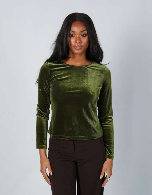 Vintage Laura Ashley S woven top in dark green