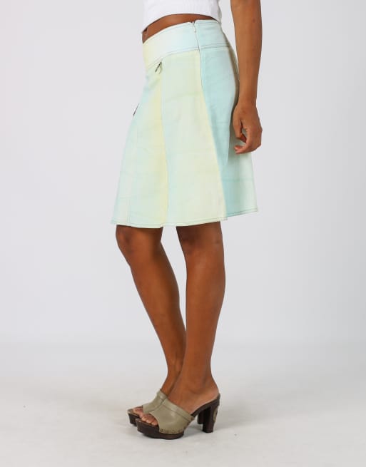 Vintage Laura Biagiotti S denim midi skirt in turquoise, 2 of 4