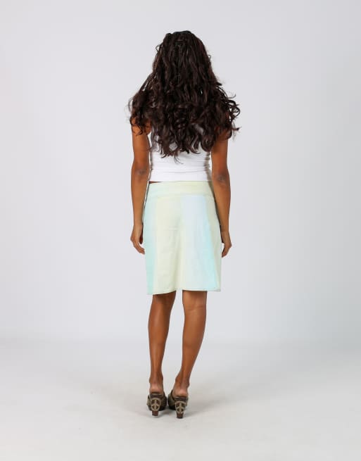 Vintage Laura Biagiotti S denim midi skirt in turquoise, 3 of 4