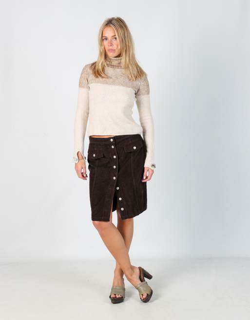 Vintage Laura Biagiotti S woven midi skirt in brown
