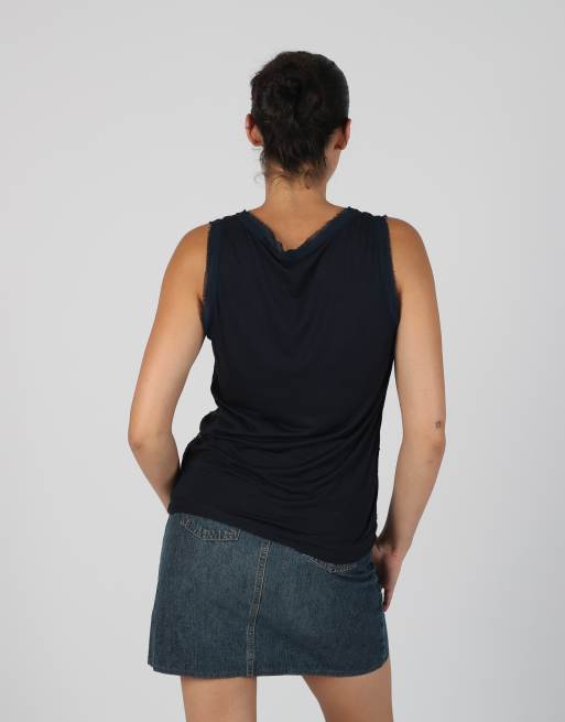 Vintage Laura Clement S cami in navy blue, 2 of 4