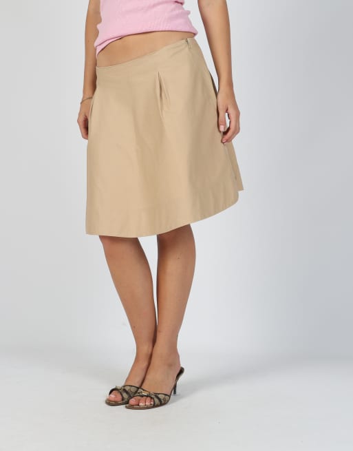 Vintage Lauren Ralph Lauren 12 woven midi skirt in tan, 2 of 4