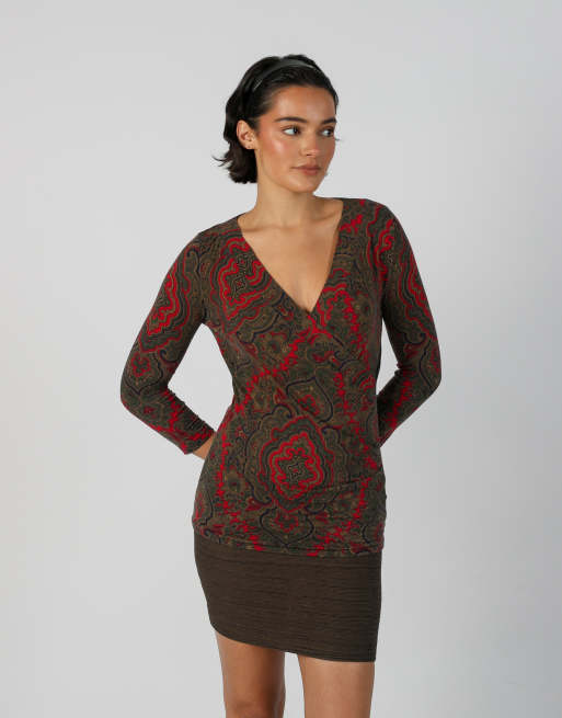 Vintage Lauren Ralph Lauren S long sleeve top in brown, 1 of 4