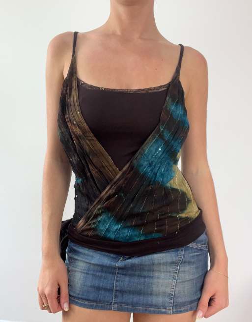 Vintage layered cami in brown