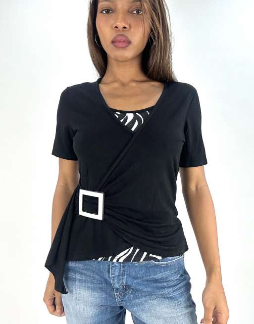 Vintage layered top in black