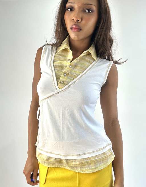 Vintage layered top in yellow