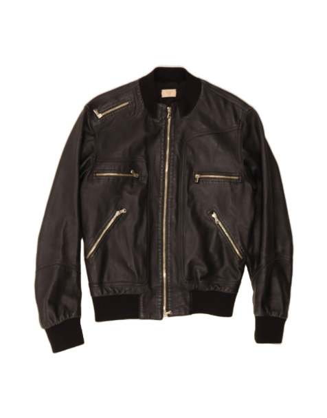 Vintage Leather Bomber Jacket It 50 XL In Black - view 1
