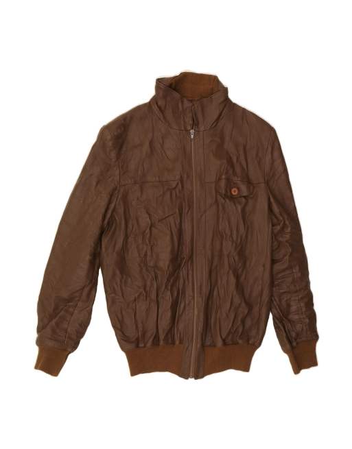 Vintage Leather Bomber Jacket It 54 3XL In Brown