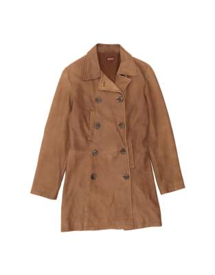 Vintage Leather Coat EU 36 Small In Brown