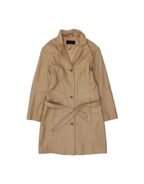 Vintage Leather Coat EU 38 Small In Beige - view 1