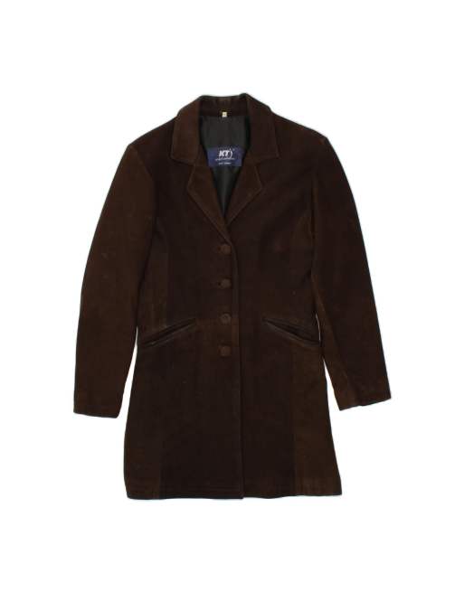 Vintage Leather Coat EU 40 Medium In Brown