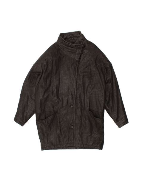 Vintage Leather Coat EU 42 Large In Black - view 1