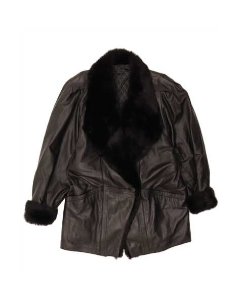 Vintage Leather Coat EU 44 XL In Black - view 1