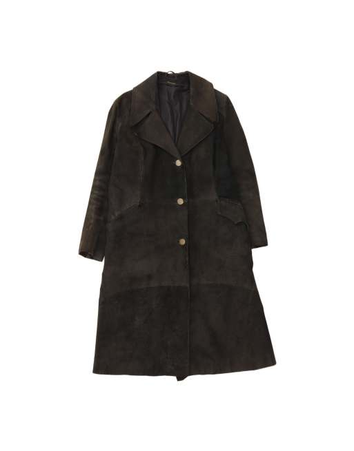 Vintage Leather Coat EU 46 XL In Brown