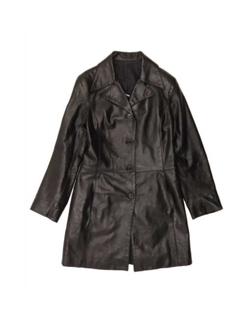 Vintage Leather Coat It 40 Small In Black