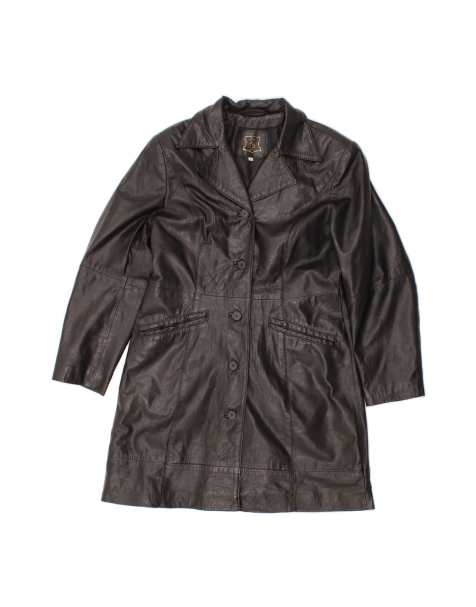 Vintage Leather Coat It 42 Medium In Black - view 1