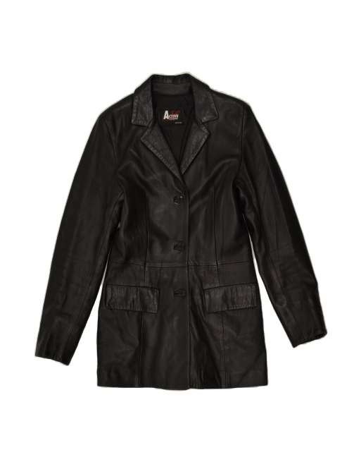 Vintage Leather Coat It 42 Medium In Black