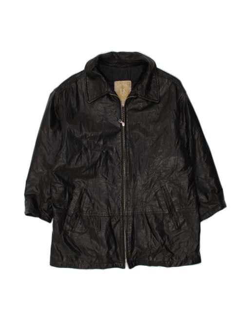 Vintage Leather Coat It 42 Medium In Black
