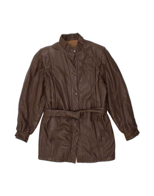 Vintage Leather Coat It 42 Medium In Brown