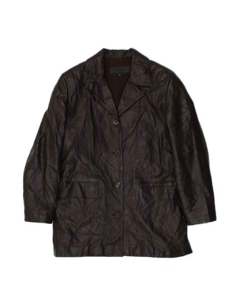 Vintage Leather Coat It 42 Medium In Brown - view 1