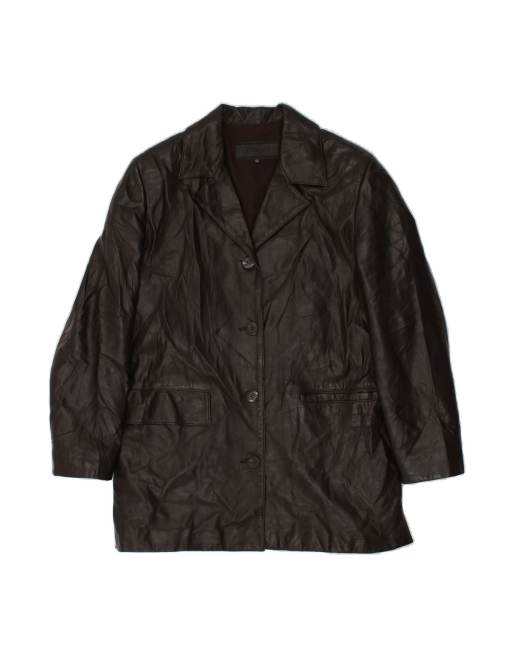 Vintage Leather Coat It 42 Medium In Brown