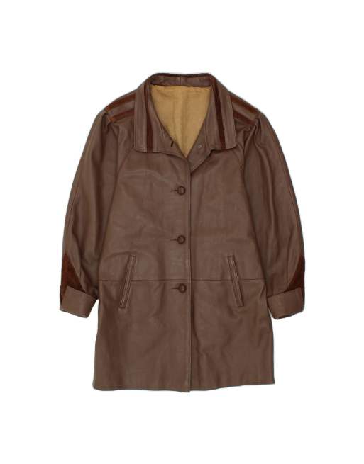 Vintage Leather Coat It 42 Medium In Brown